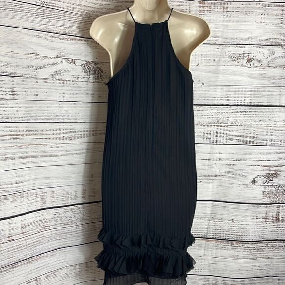 Lumier by Bariano Dress Womens XS pleated chiffon mini  Ruffles Australia black - Picture 6 of 12